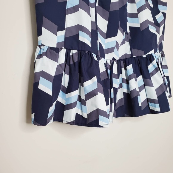 PETER SOM for ANTHROPOLOGIE • Blue Geometric Print Nikola Flounce Cami Sz PL - Picture 6 of 11
